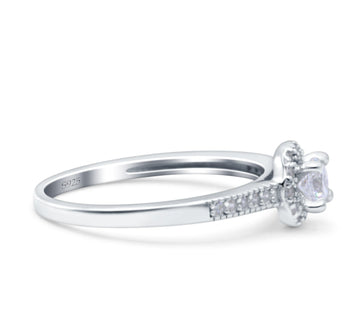 Art Deco Ring Wedding Band Round Pave Simulated Cubic Zirconia 925 Sterling Silver (7mm)